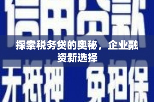 石楼探索税务贷的奥秘，企业融资新选择