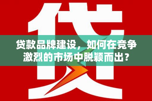 石楼贷款品牌建设，如何在竞争激烈的市场中脱颖而出？